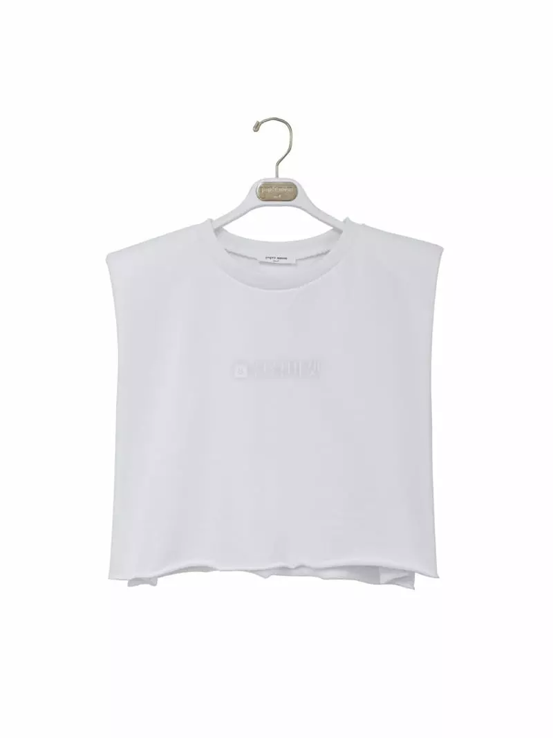 Paper Moon - Korean Women Fashion - #womensfashion - Shoulder Pad Sleeveless Crop - 3