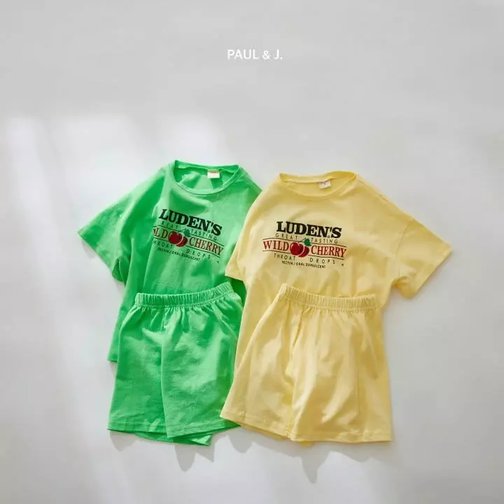 Paul & J - Korean Children Fashion - #kidsshorts - Cherry Top Bottom Set