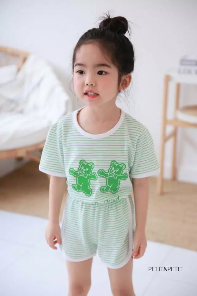 Petit & Petit - Korean Children Fashion - #magicofchildhood - Bear Bear Piping Top Bottom Set
