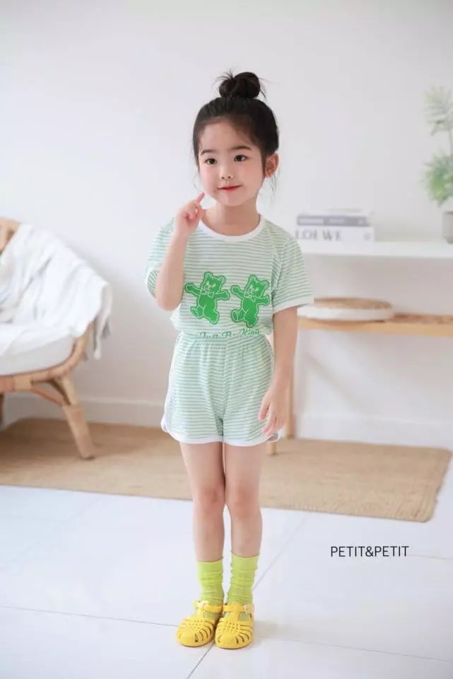 Petit & Petit - Korean Children Fashion - #minifashionista - Bear Bear Piping Top Bottom Set - 2