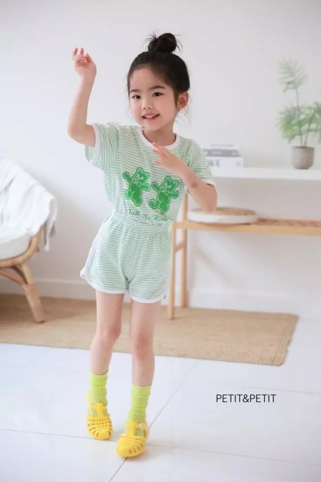 Petit & Petit - Korean Children Fashion - #prettylittlegirls - Bear Bear Piping Top Bottom Set - 3