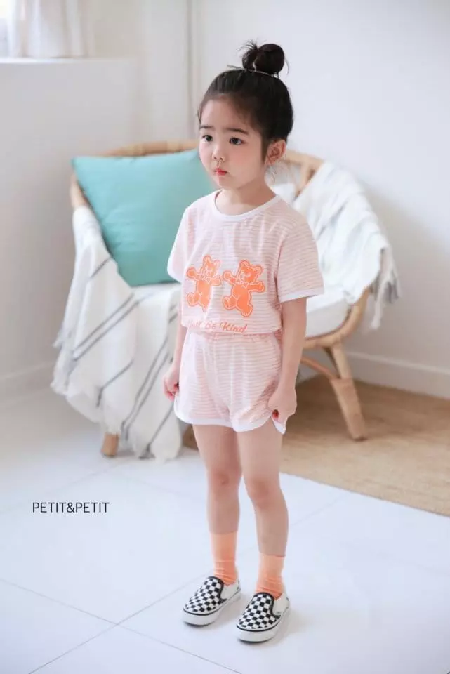 Petit & Petit - Korean Children Fashion - #toddlerclothing - Bear Bear Piping Top Bottom Set - 5