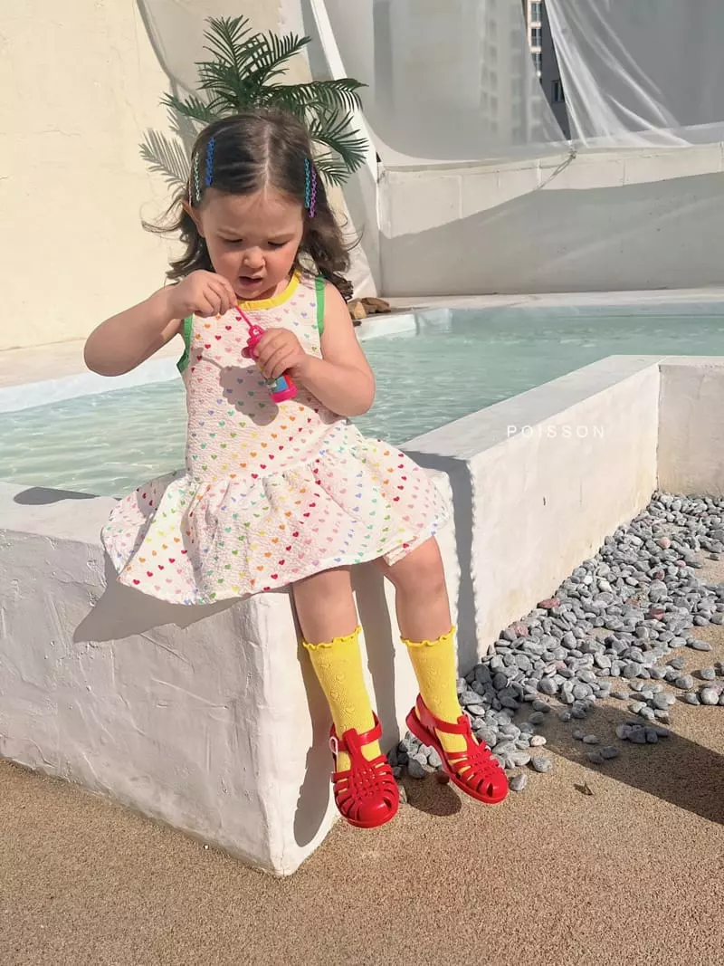 Poisson - Korean Children Fashion - #Kfashion4kids - Rainbow Heart One-piece - 10