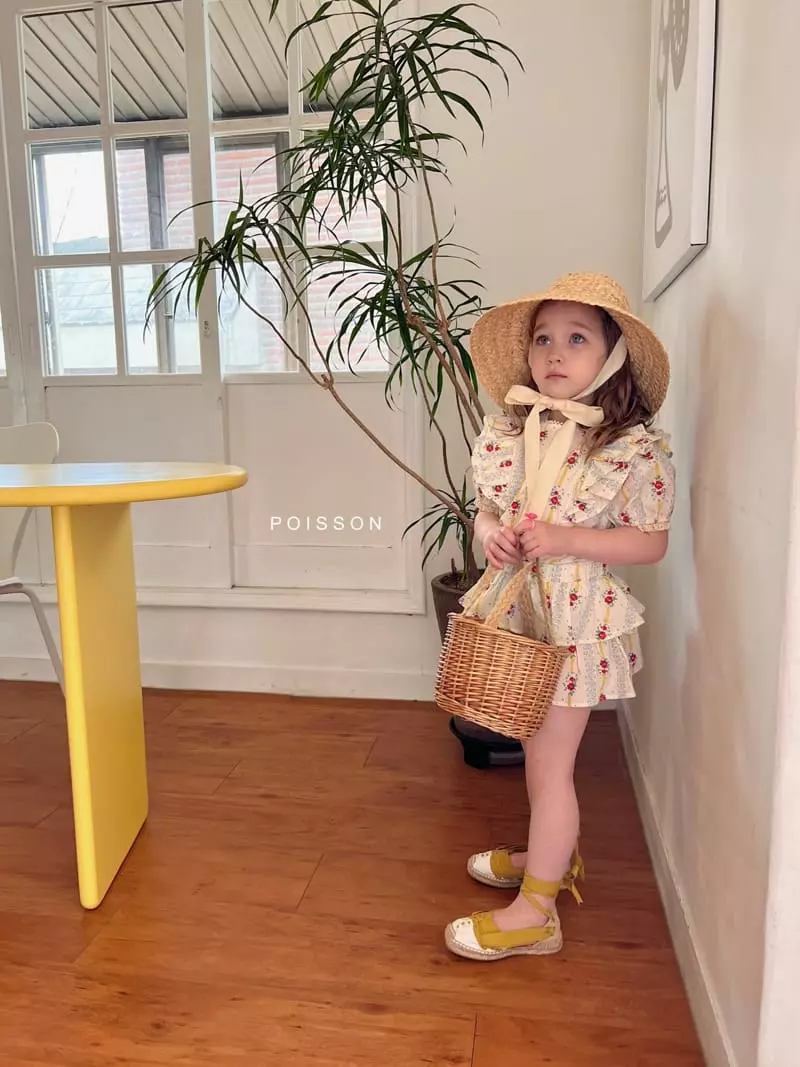 Poisson - Korean Children Fashion - #kidzfashiontrend - Flower Frill Top Bottom Set - 4