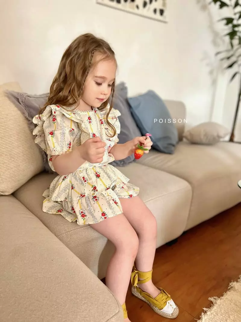 Poisson - Korean Children Fashion - #childofig - Flower Frill Top Bottom Set - 12
