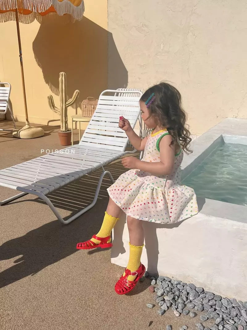 Poisson - Korean Children Fashion - #discoveringself - Rainbow Heart One-piece - 5