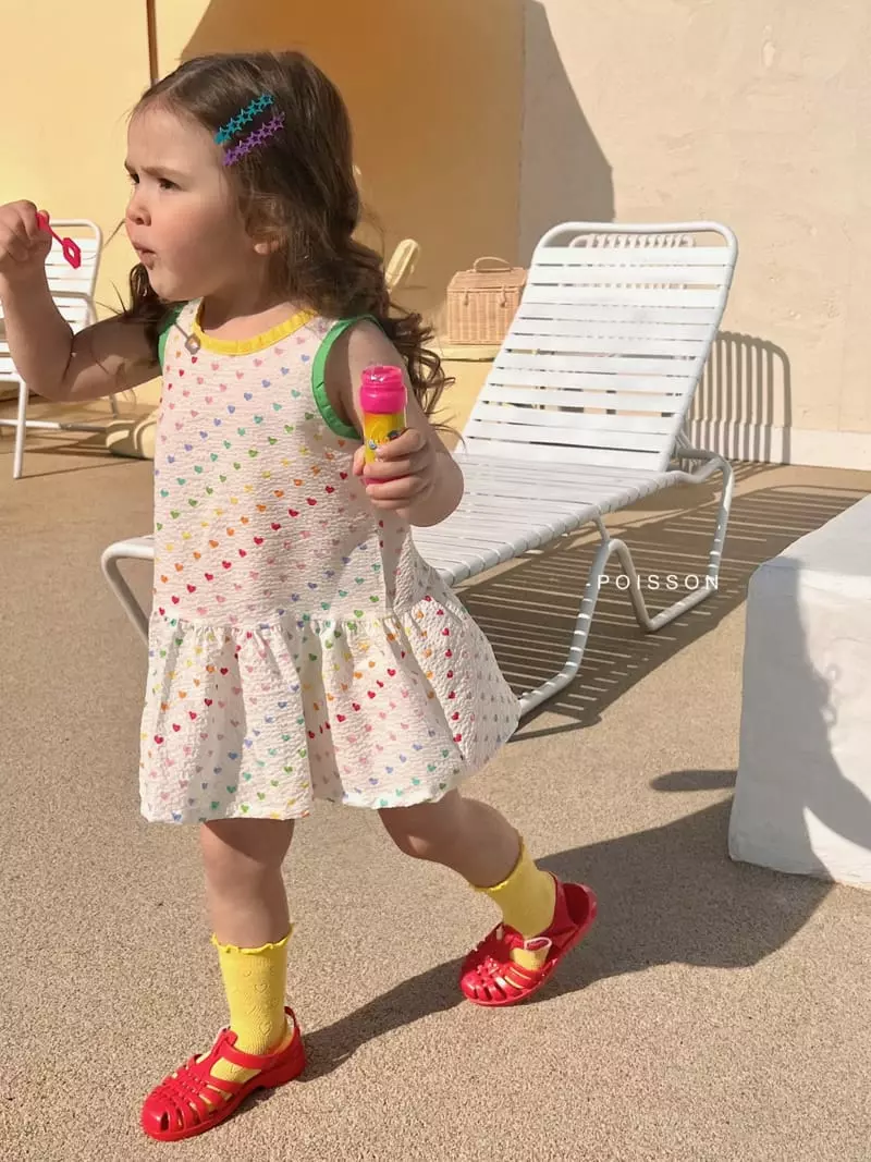 Poisson - Korean Children Fashion - #fashionkids - Rainbow Heart One-piece - 6