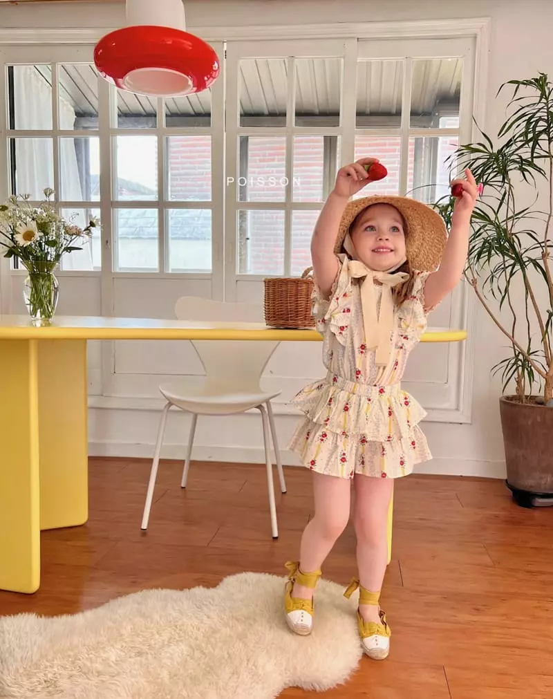 Poisson - Korean Children Fashion - #littlefashionista - Flower Frill Top Bottom Set - 5