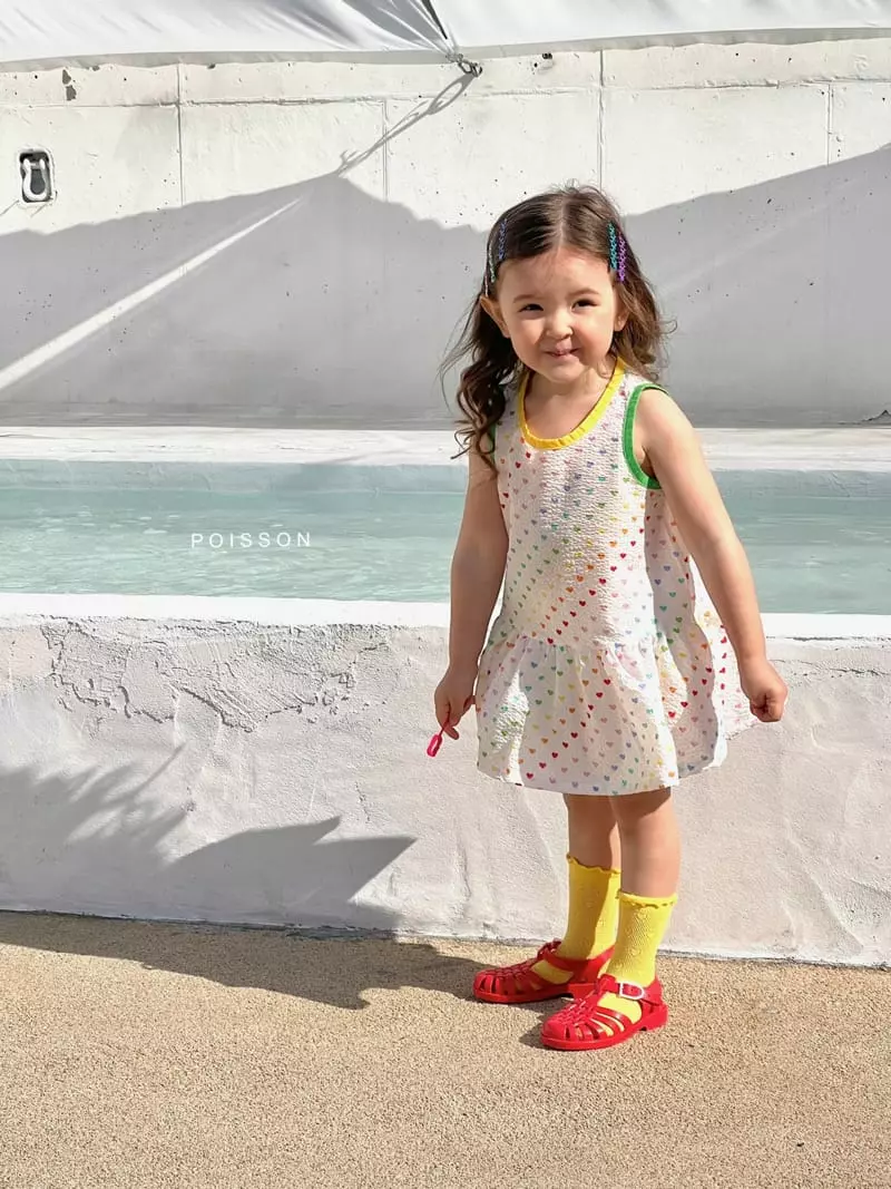 Poisson - Korean Children Fashion - #magicofchildhood - Rainbow Heart One-piece - 12