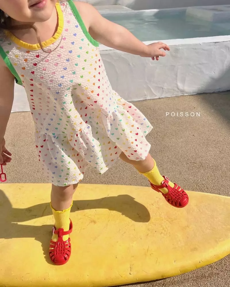 Poisson - Korean Children Fashion - #stylishchildhood - Rainbow Heart One-piece