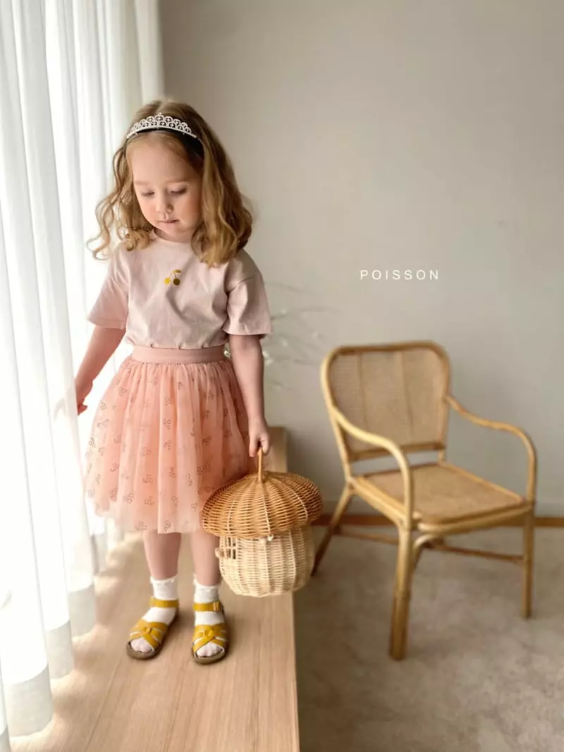 Poisson - Korean Children Fashion - #todddlerfashion - Cherry Tutu Skirt - 8