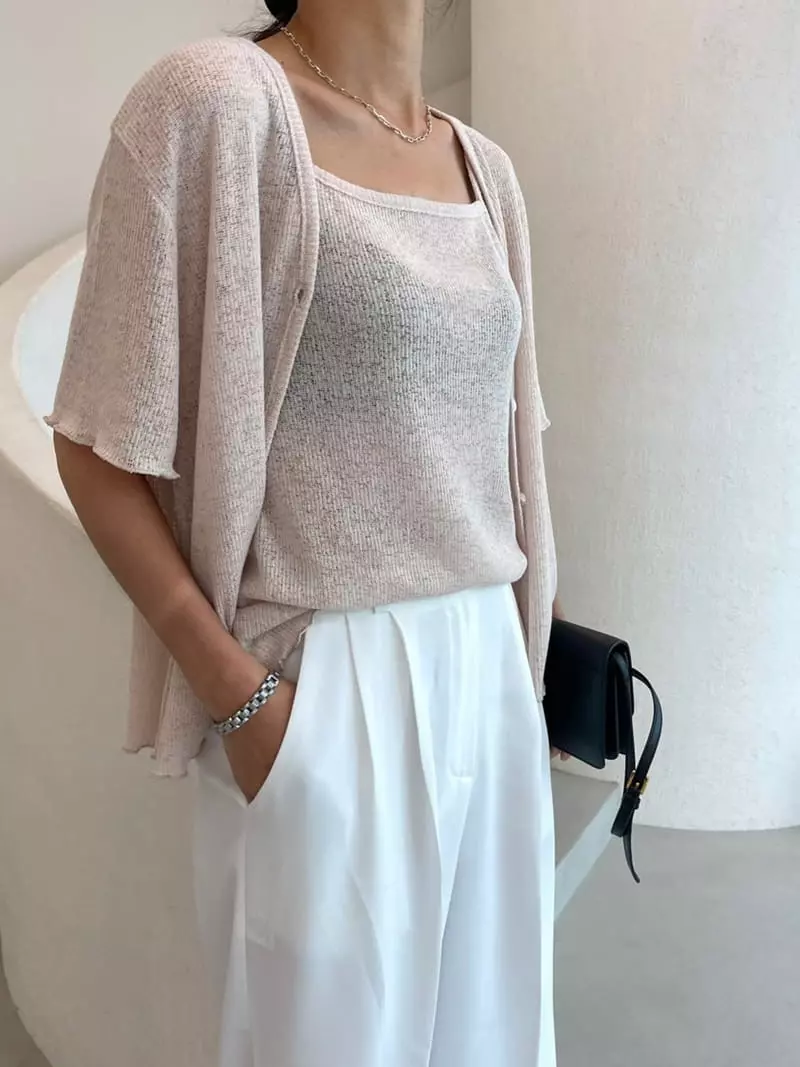 Ripple - Korean Women Fashion - #womensfashion - Soul Linen Cardigan Sleeveless Set - 4