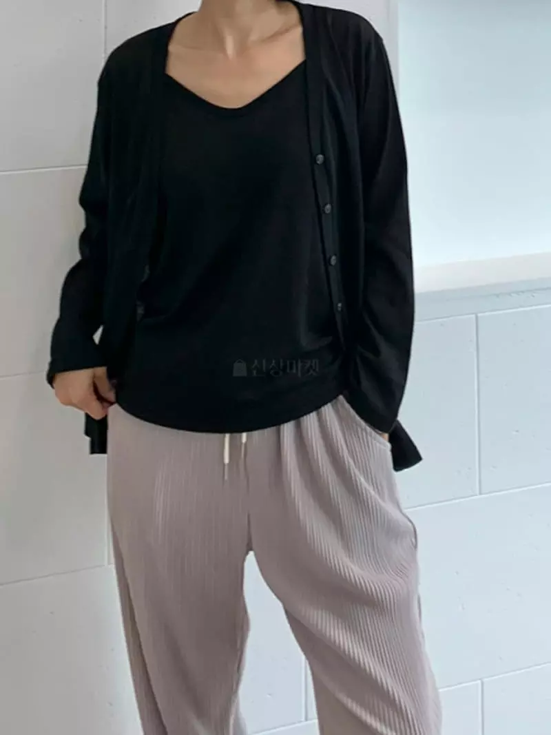 Ripple - Korean Women Fashion - #momslook - Lien Cardigan Sleeveless Set - 2