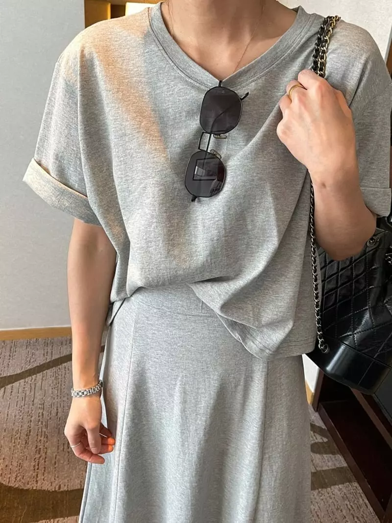 Ripple - Korean Women Fashion - #romanticstyle - Cozy Short Sleeves Bottom Set - 3