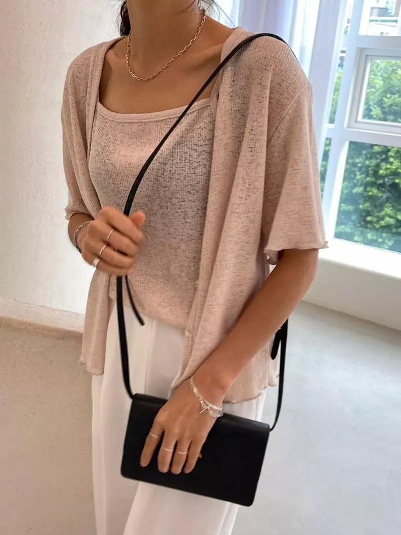 Ripple - Korean Women Fashion - #womensfashion - Soul Linen Cardigan Sleeveless Set - 3