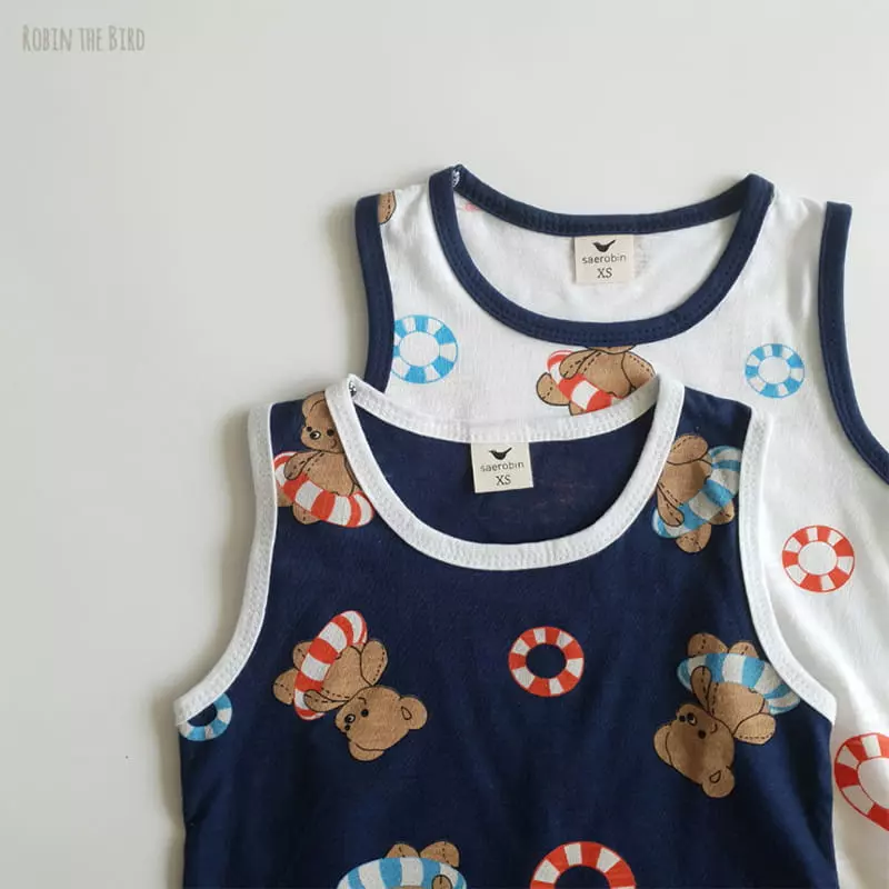 Saerobin - Korean Children Fashion - #Kfashion4kids - Teddy Vacance Sleeveless Top Bottom Set - 5