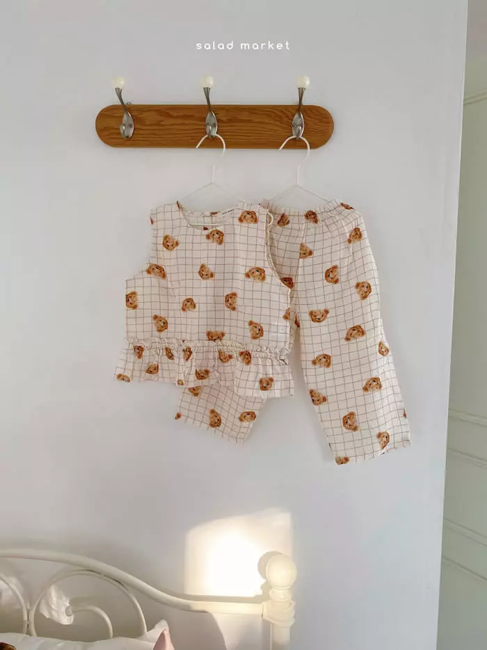Salad Market - Korean Children Fashion - #magicofchildhood - London Bear Top Bottom SET - 2
