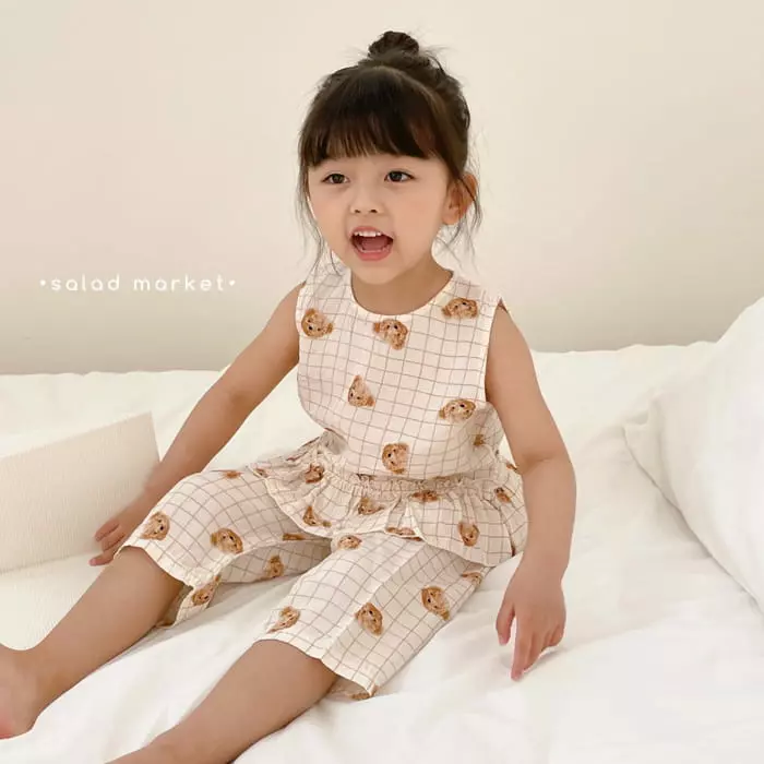 Salad Market - Korean Children Fashion - #minifashionista - London Bear Top Bottom SET - 3