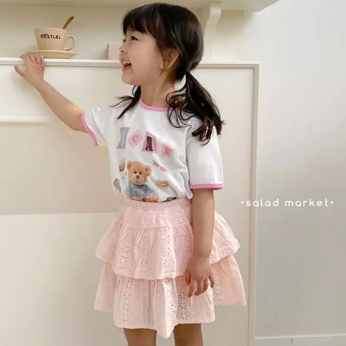 Salad Market - Korean Children Fashion - #minifashionista - Pink Bear Tee - 5