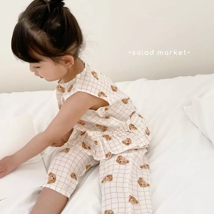 Salad Market - Korean Children Fashion - #minifashionista - London Bear Top Bottom SET - 4