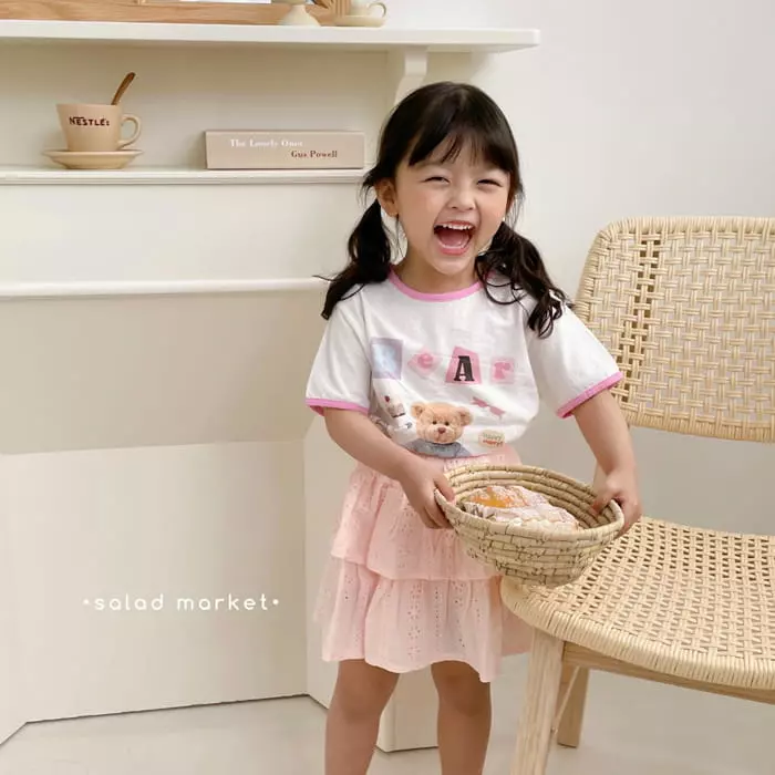 Salad Market - Korean Children Fashion - #prettylittlegirls - Pink Bear Tee - 6