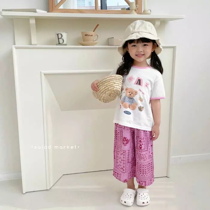 Salad Market - Korean Children Fashion - #toddlerclothing - Pink Bear Tee - 8