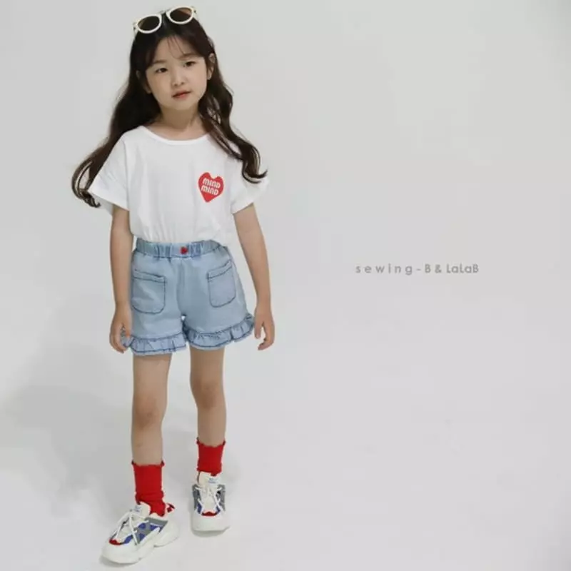 Sewing B - Korean Children Fashion - #kidzfashiontrend - Frill Denim Shorts - 7