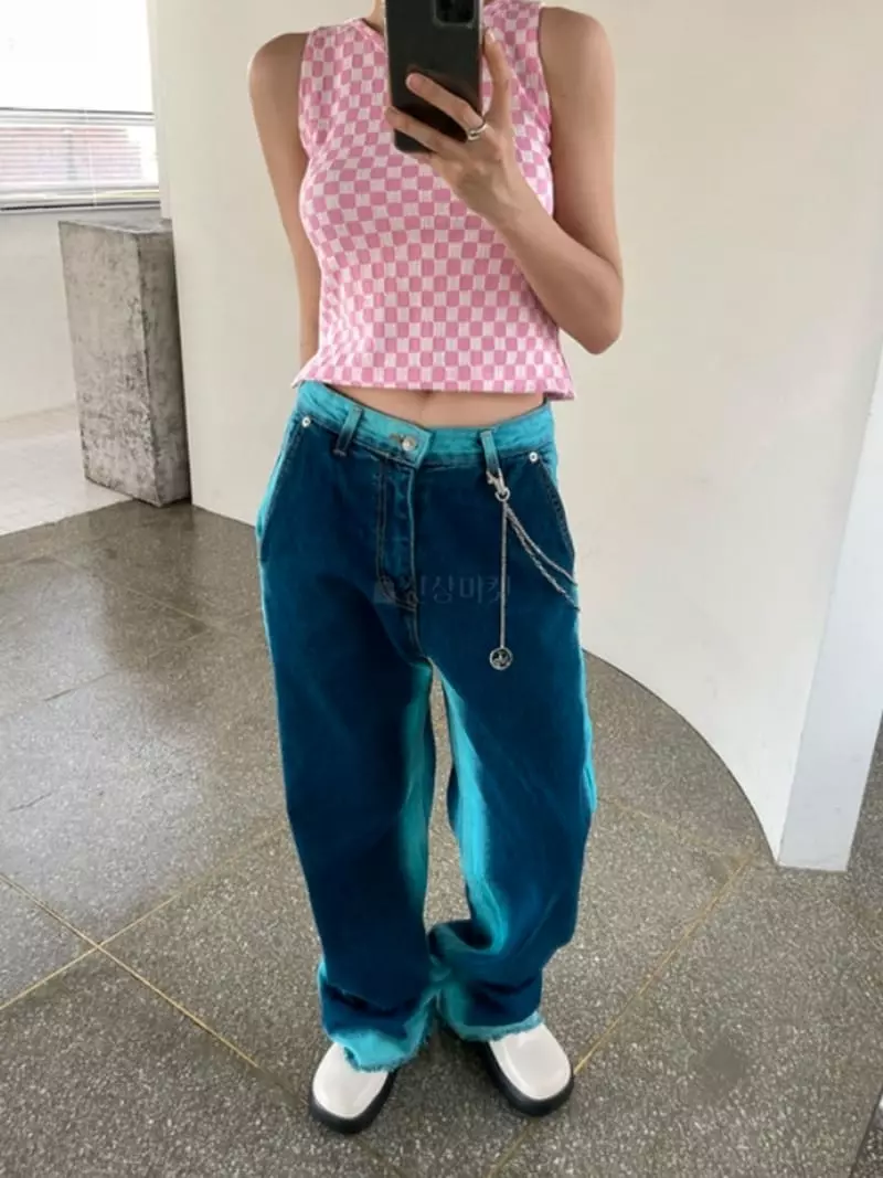 Sllow - Korean Women Fashion - #momslook - Checker Board Top