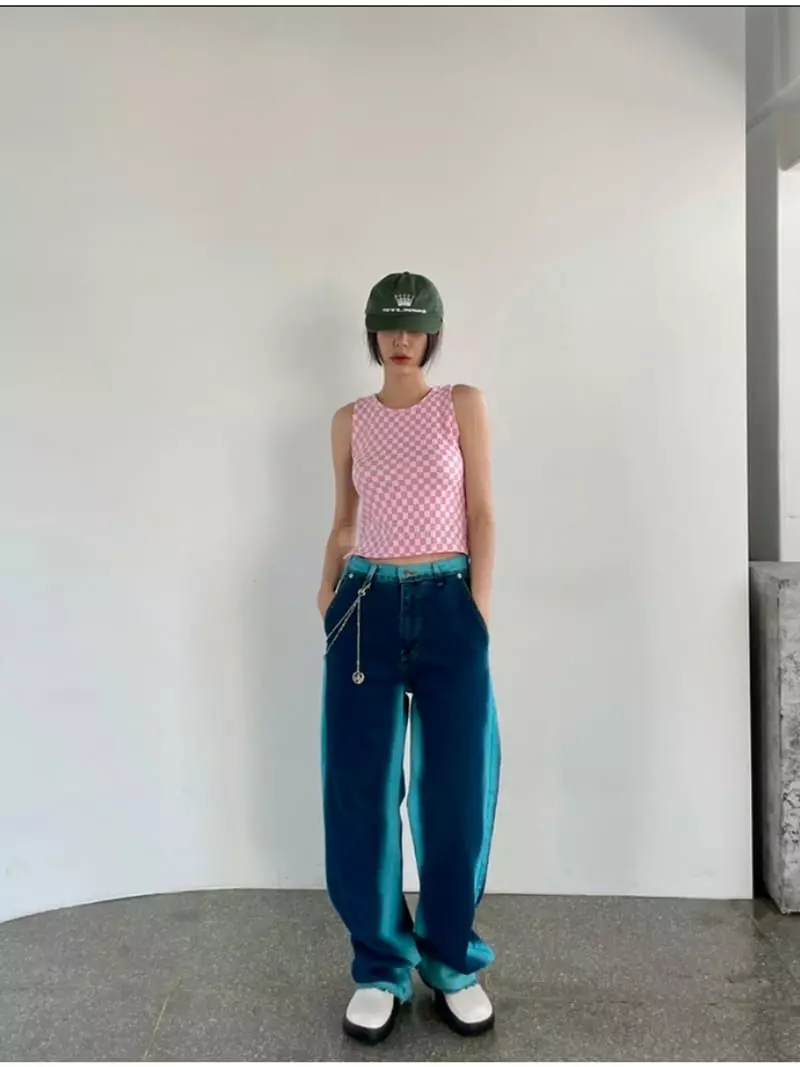 Sllow - Korean Women Fashion - #momslook - Checker Board Top - 3