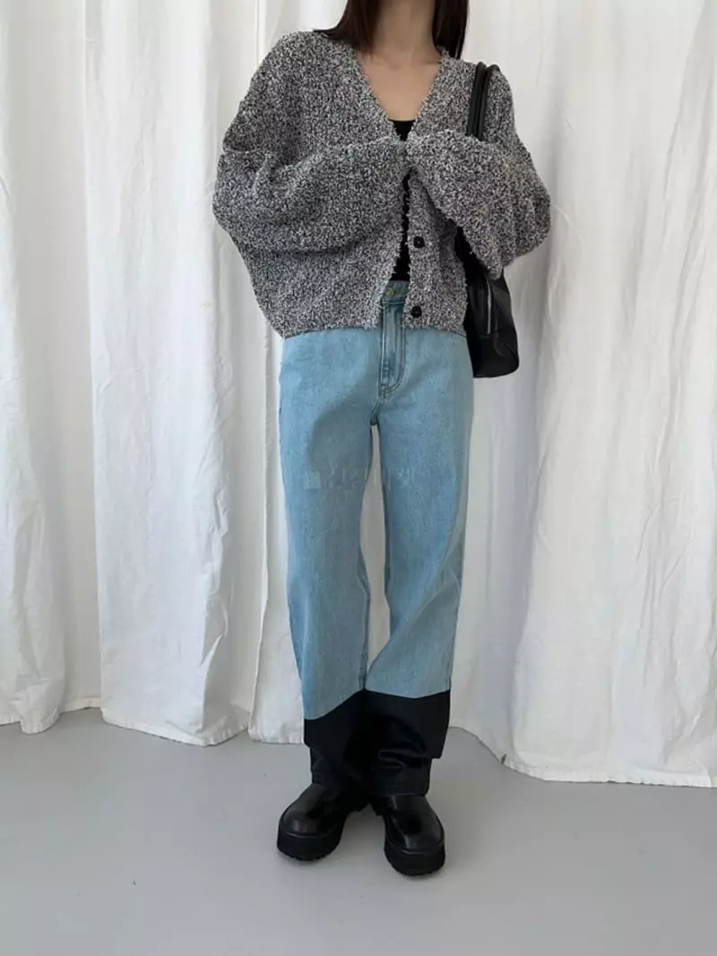 Sllow - Korean Women Fashion - #momslook - Coated Block Jeans