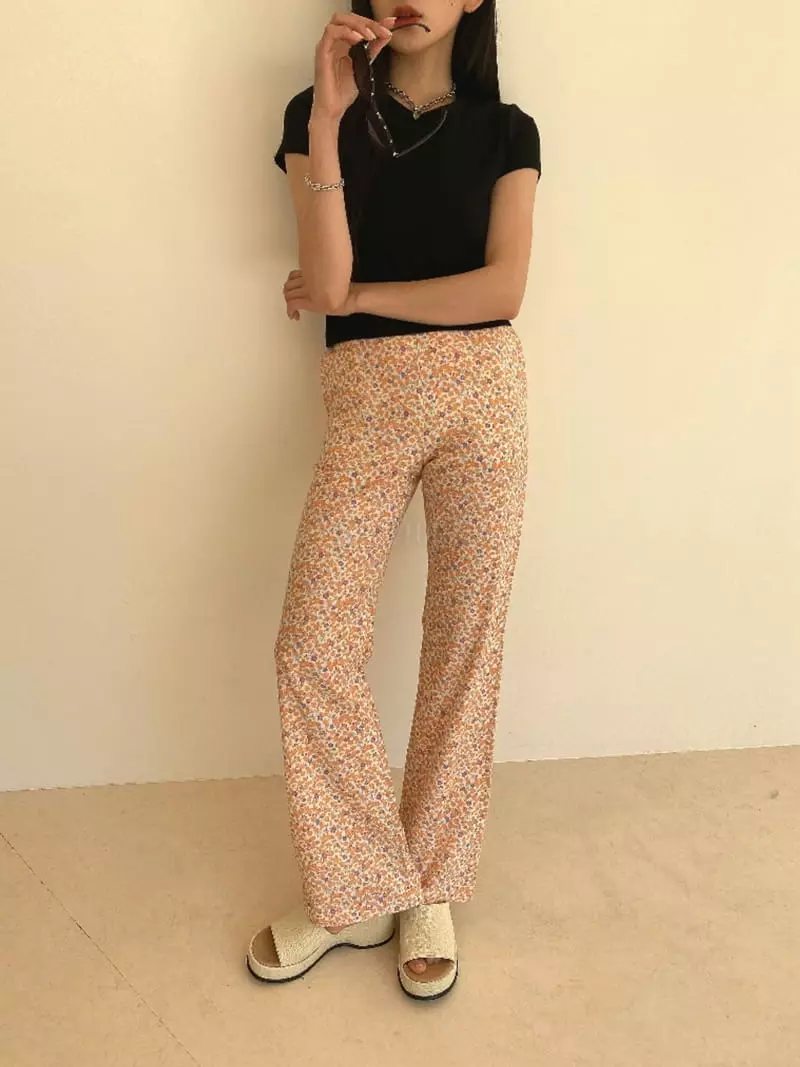 Sllow - Korean Women Fashion - #momslook - Flower Plare Pants - 3