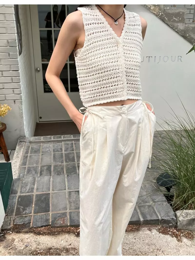 Sllow - Korean Women Fashion - #momslook - Pintuck Strap Pants
