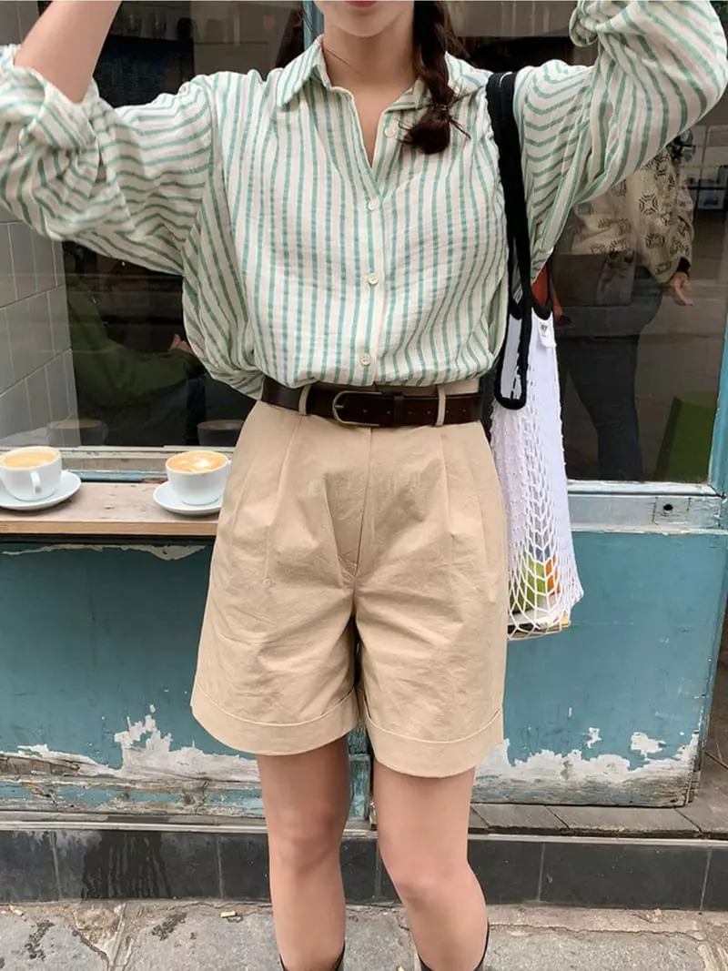 Sllow - Korean Women Fashion - #womensfashion - Roll-up Shorts - 4