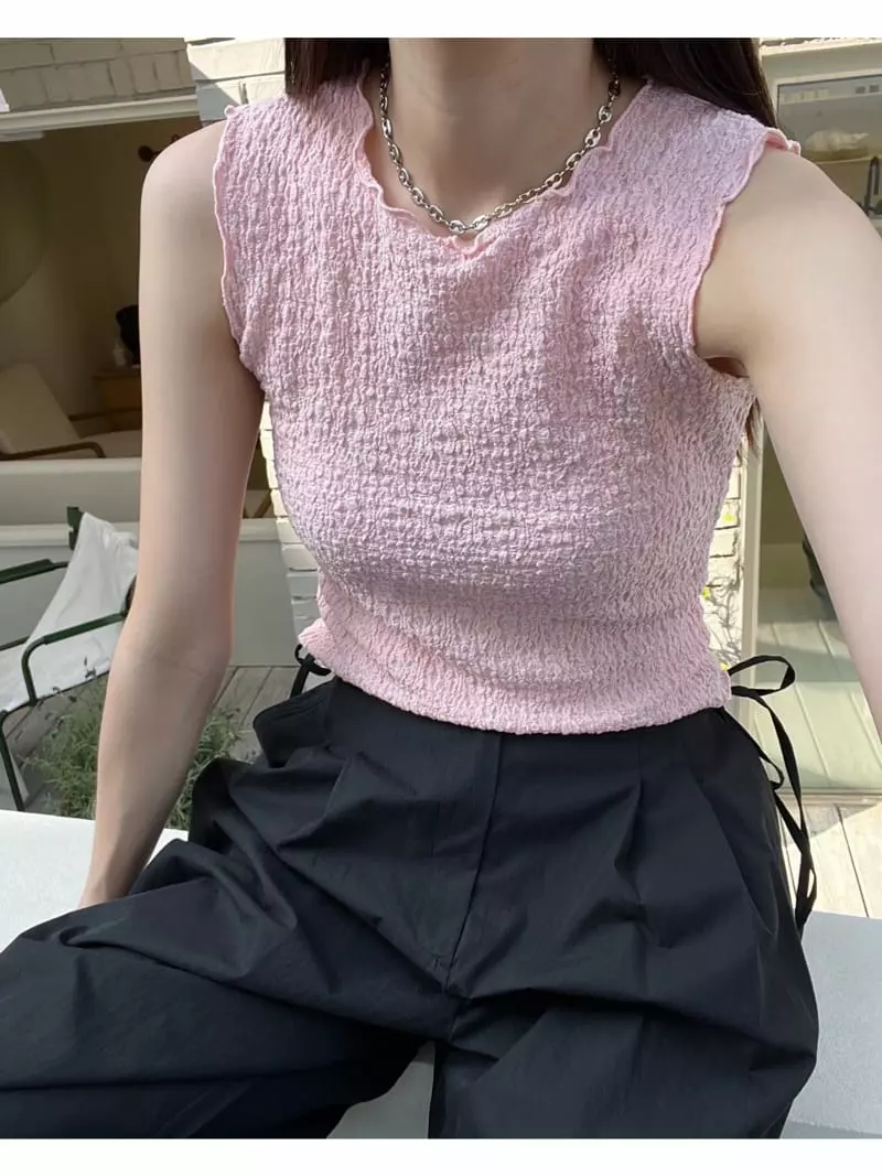 Sllow - Korean Women Fashion - #momslook - Rinkle Banding Top