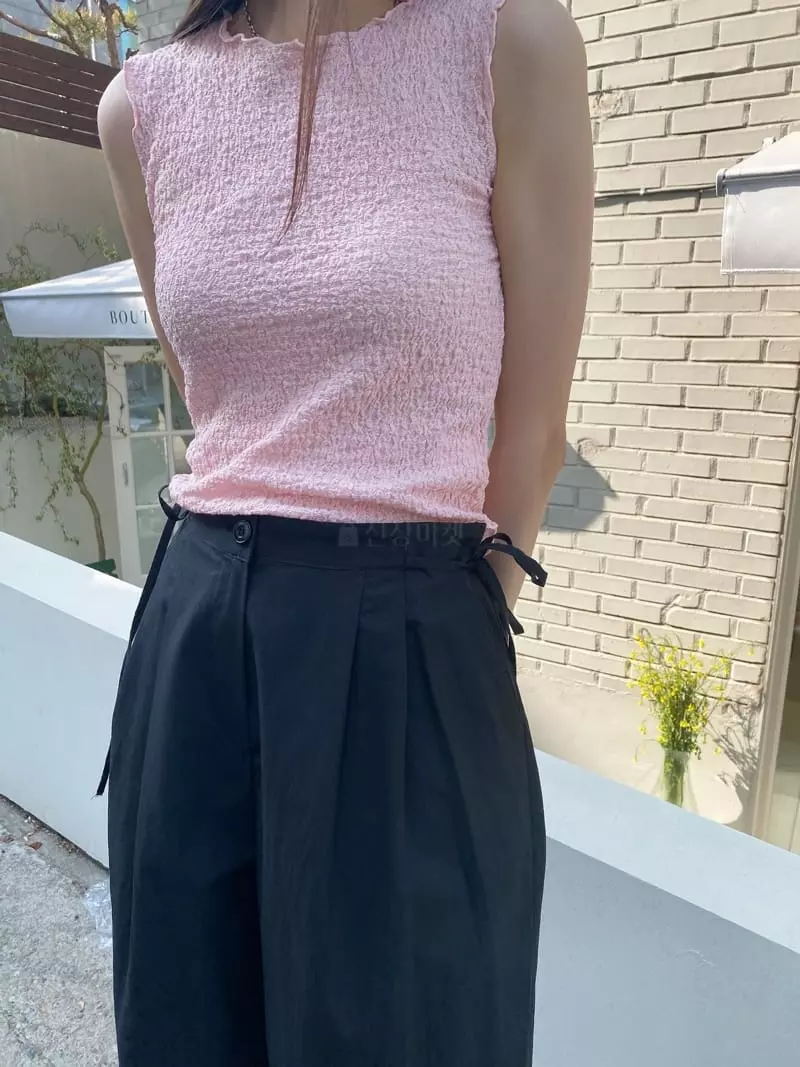 Sllow - Korean Women Fashion - #momslook - Rinkle Banding Top - 3