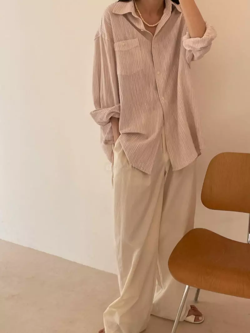 Sllow - Korean Women Fashion - #thatsdarling - Eco Stripes Boy Shirt