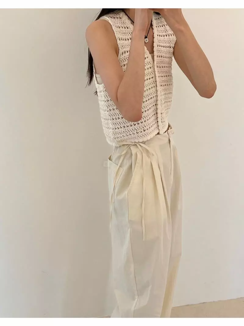 Sllow - Korean Women Fashion - #vintageinspired - Pintuck Strap Pants - 3