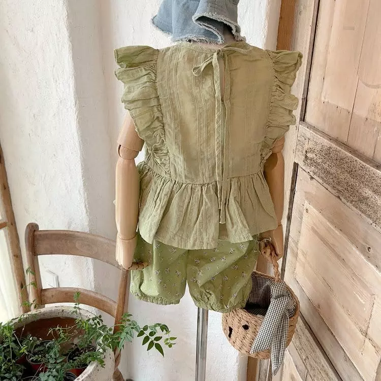Studio M - Korean Children Fashion - #childofig - Lime Frill Blouse - 4