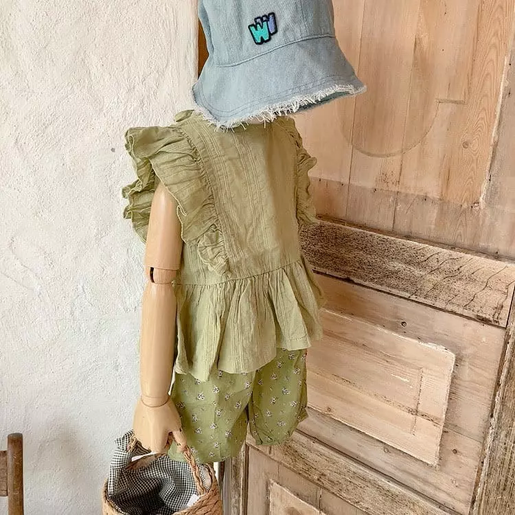 Studio M - Korean Children Fashion - #designkidswear - Lime Frill Blouse - 5