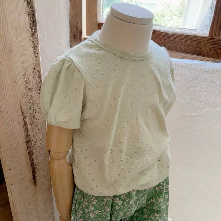 Studio M - Korean Children Fashion - #kidsshorts - Jacquard Shirring Tee - 10