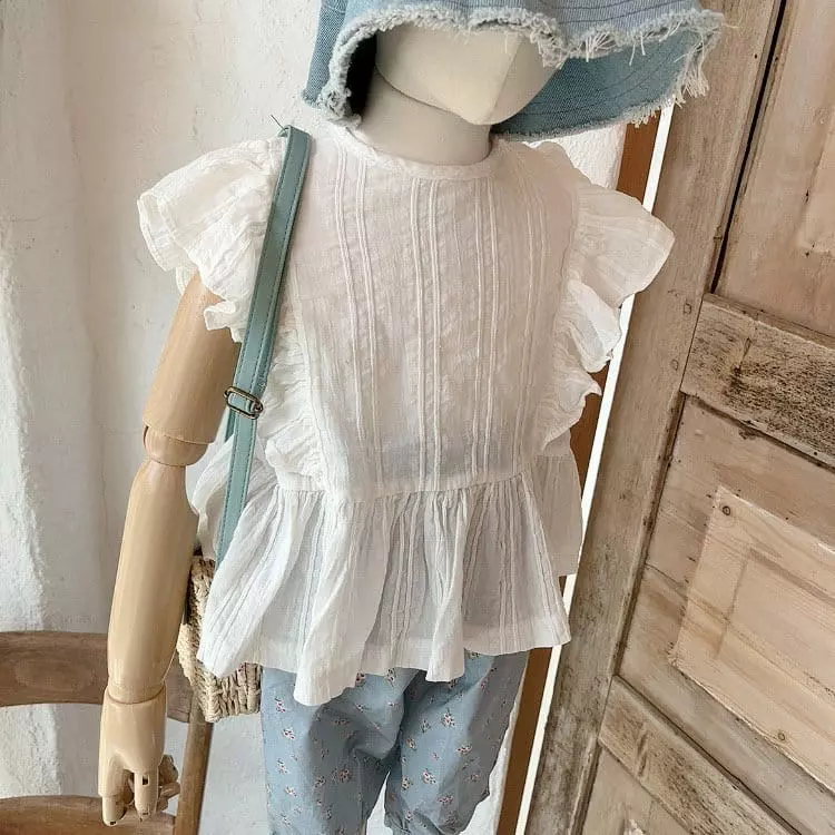 Studio M - Korean Children Fashion - #kidsstore - Lime Frill Blouse - 9