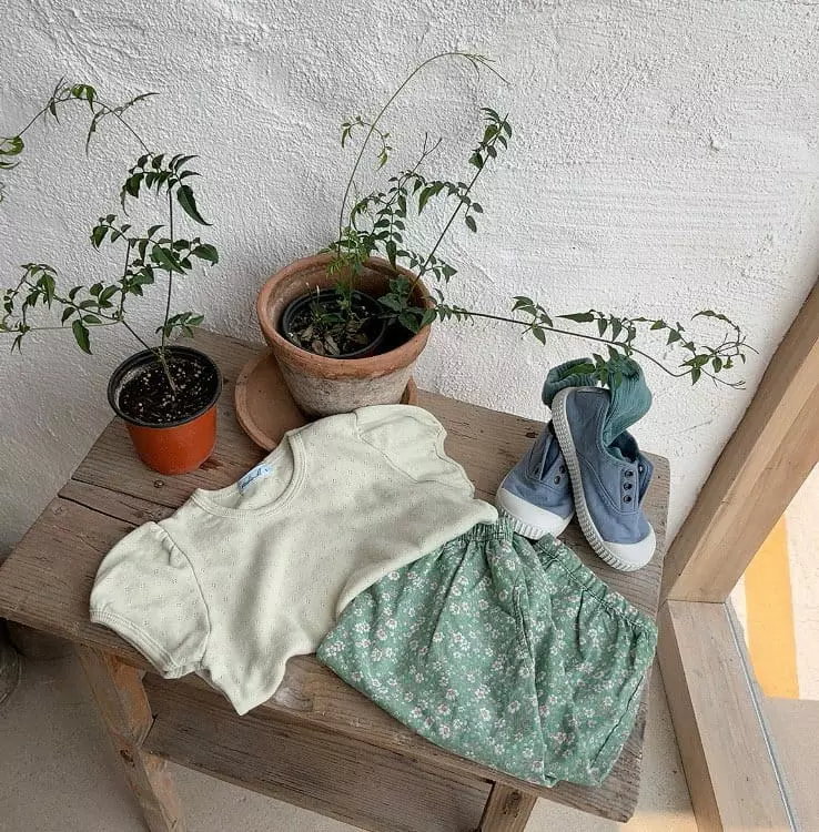Studio M - Korean Children Fashion - #todddlerfashion - Jacquard Shirring Tee - 2