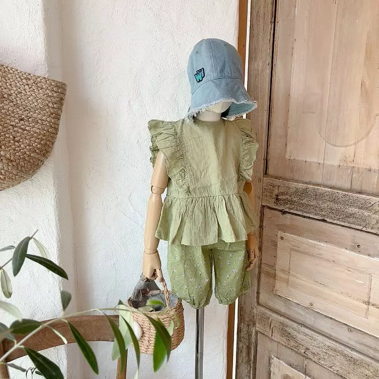Studio M - Korean Children Fashion - #toddlerclothing - Lime Frill Blouse