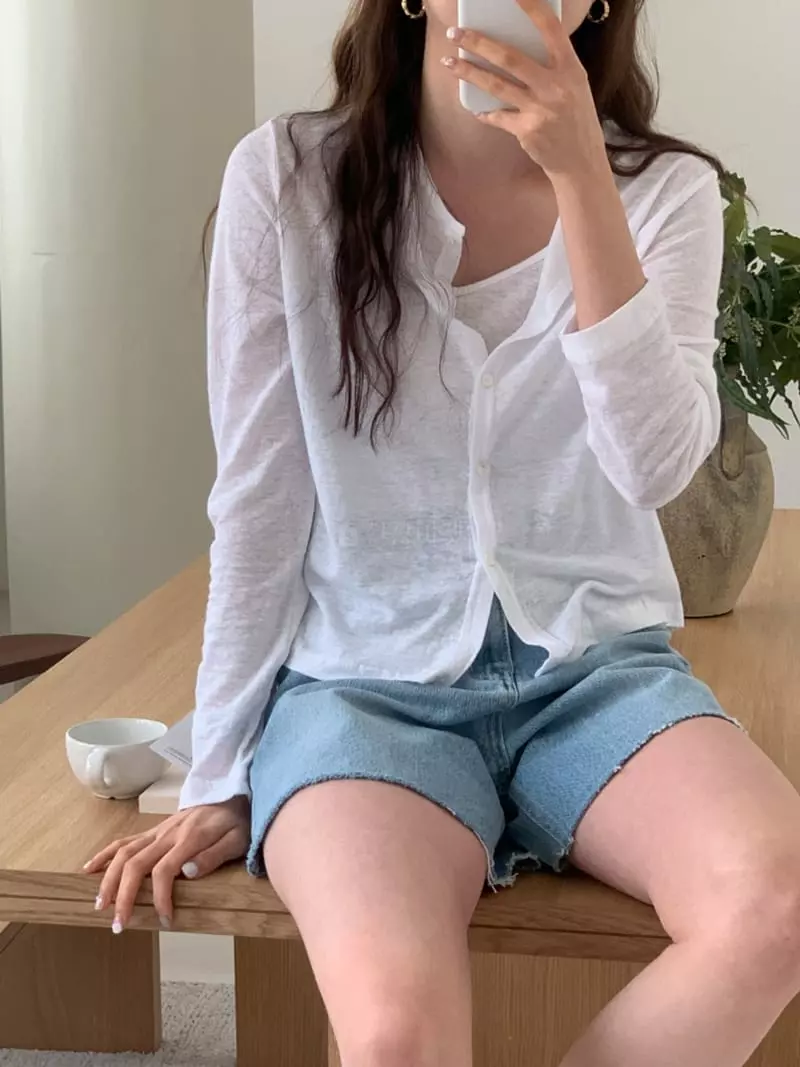 Sunday - Korean Women Fashion - #momslook - Heize Line Sleeveless Cardigan Set - 2