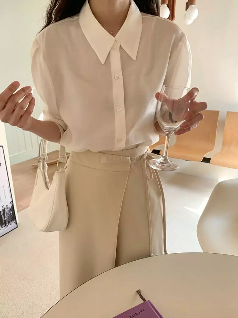 Sunday - Korean Women Fashion - #momslook - Here Silcky Blouse - 2