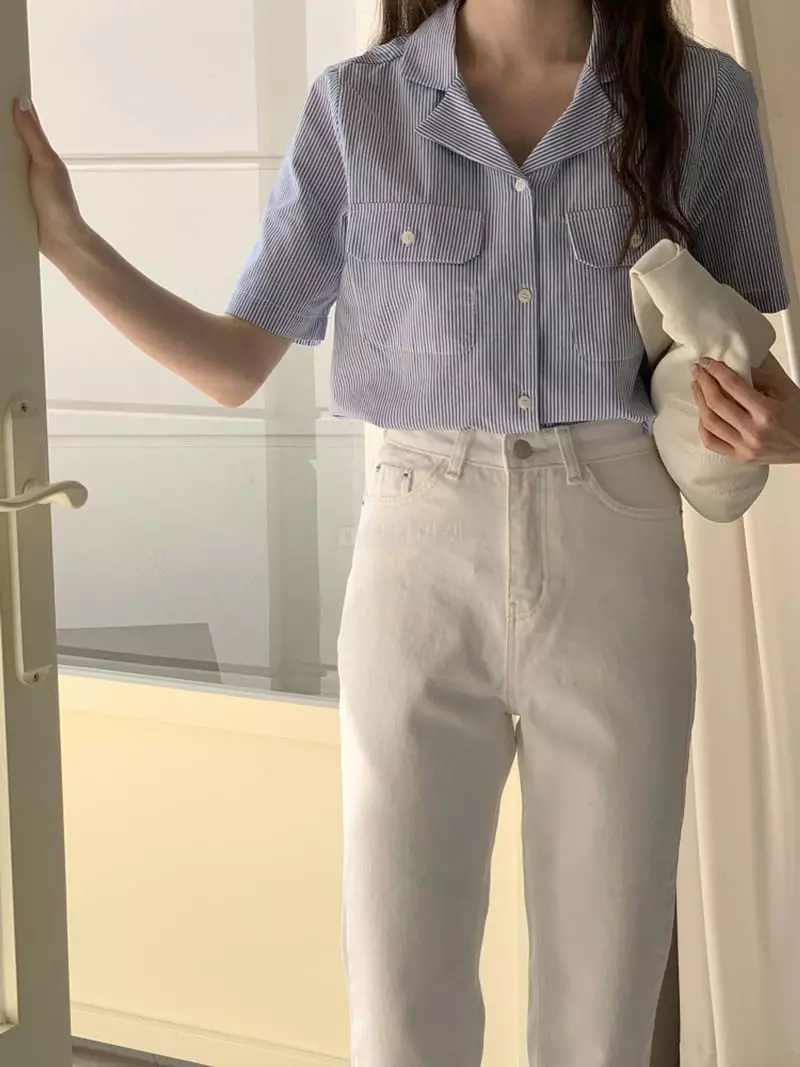 Sunday - Korean Women Fashion - #womensfashion - Nas Stripes Shirt - 4