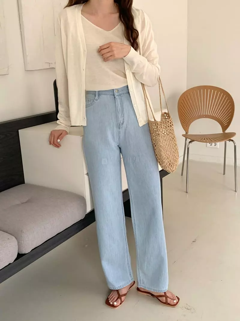 Sunday - Korean Women Fashion - #womensfashion - V Linen Sleeveless Cardigan Set - 2