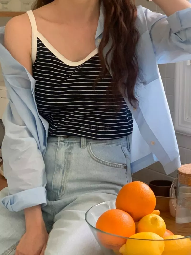 Sunday - Korean Women Fashion - #womensfashion - Pine Stripes Sleeveless