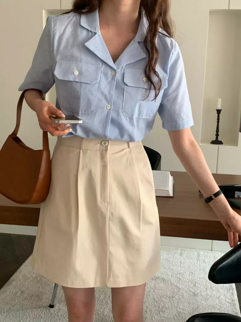 Sunday - Korean Women Fashion - #womensfashion - Nas Stripes Shirt