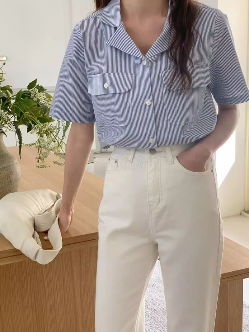 Sunday - Korean Women Fashion - #womensfashion - Nas Stripes Shirt - 3